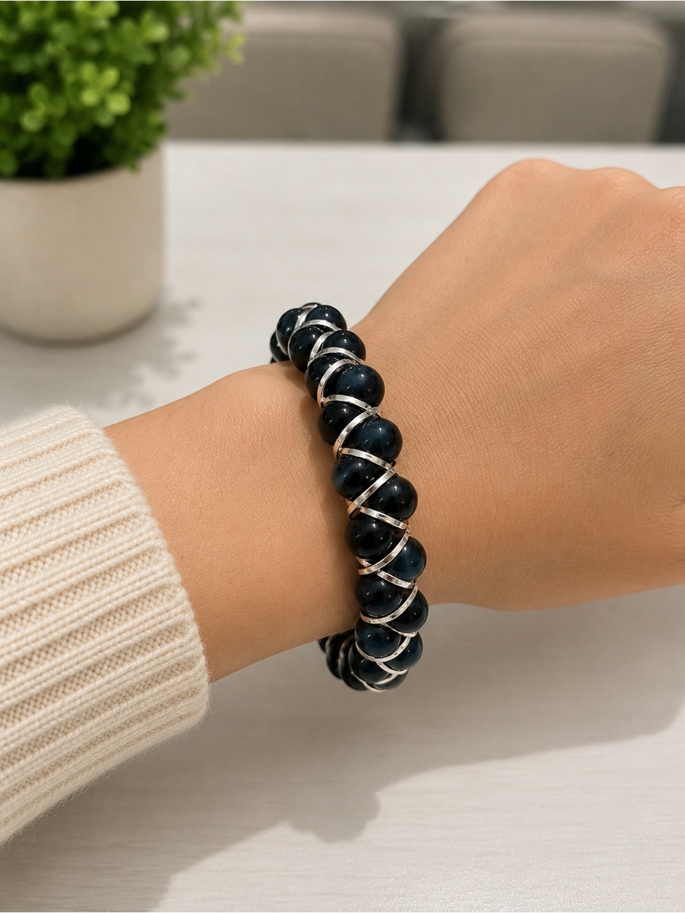 Artisan Made Blue Tiger’s Eye “Goddess” Bracelet